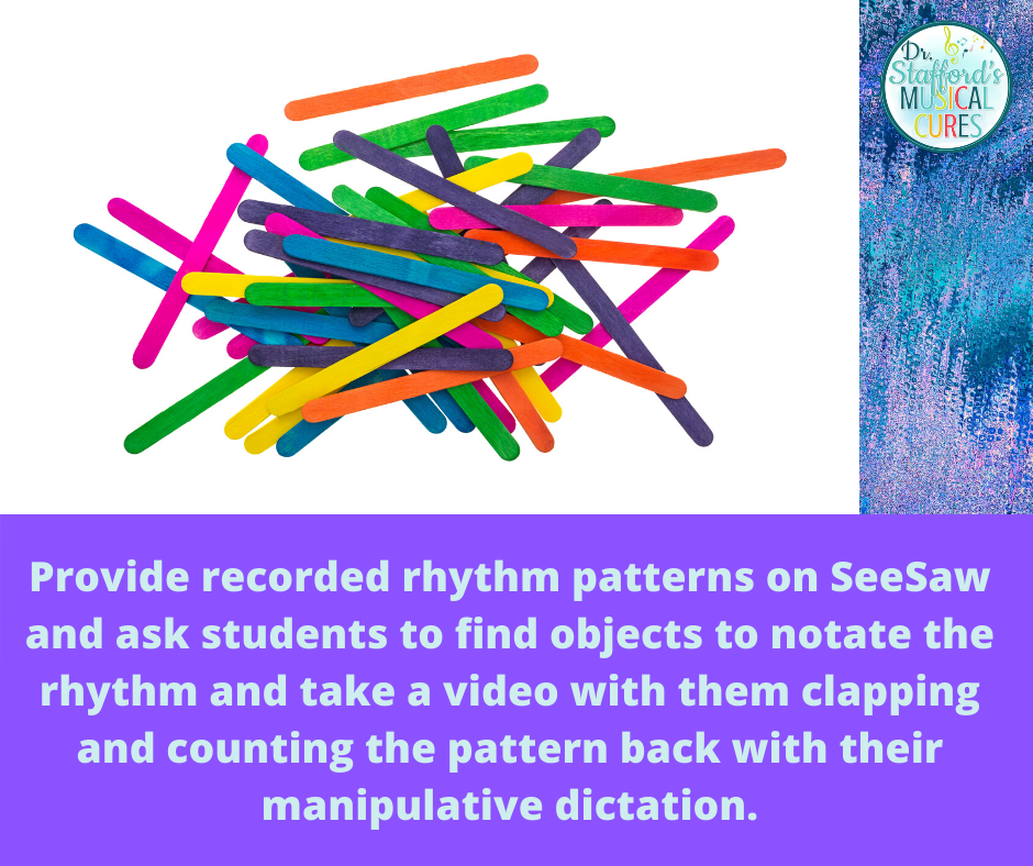 Use craft sticks or pencils for rhythm notation in music